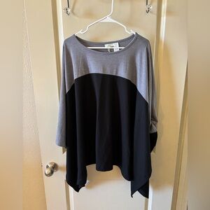 LOGO Women's Two-Tone Grey and Black Swing Top - Loungewear, casual